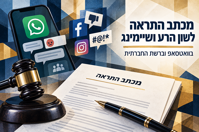 מכתב התראה בגין לשון הרע ושיימינג בוואטסאפ וברשתות החברתיות