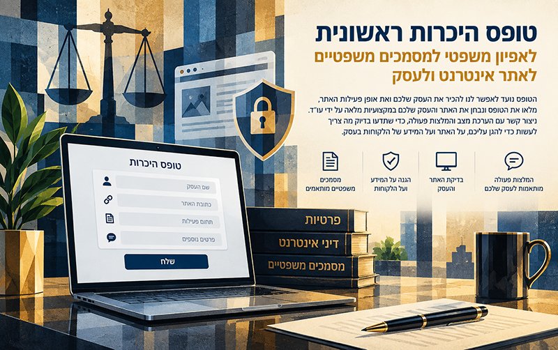 טופס היכרות ראשונית לאפיון משפטי של אתר אינטרנט ועסק