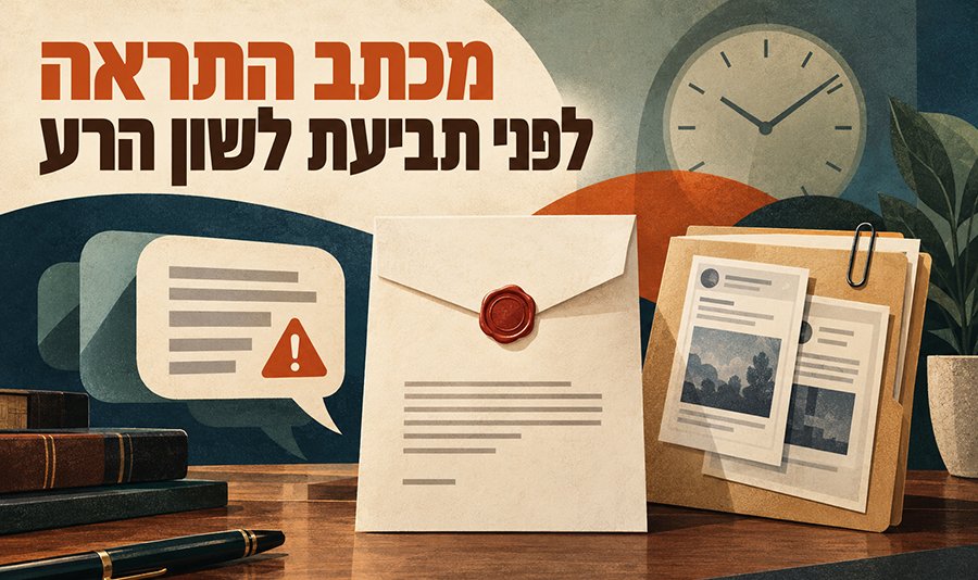 מכתב התראה לפני תביעת לשון הרע לצד פרסום פוגעני ותיק ראיו