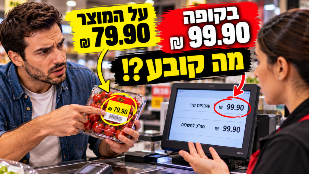 על המוצר 79.90 ₪ ובקופה 99.90 ₪ – איזה מחיר קובע?