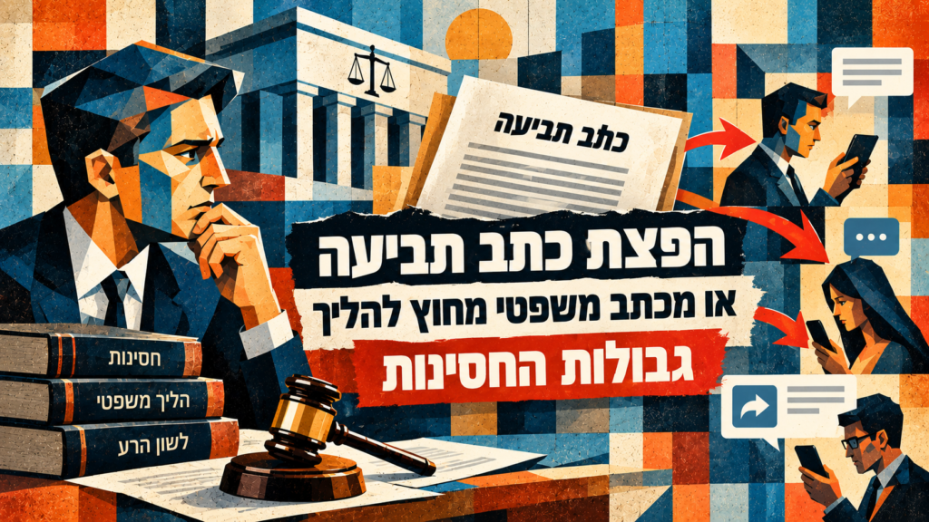 הפצת כתב תביעה או מכתב משפטי מחוץ להליך – גבולות החסינות