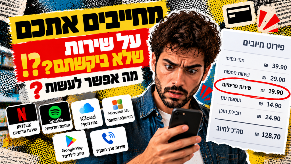 חיובים על שירותים ותוספות שלא ביקשתם – צרכן מופתע מול חיוב שירות פרימיום בחשבונית