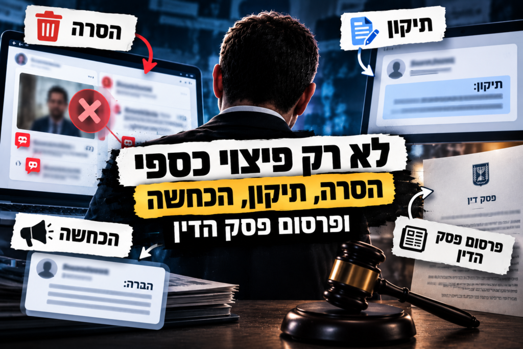 לא רק פיצוי כספי – הסרה, תיקון, הכחשה ופרסום פסק הדין