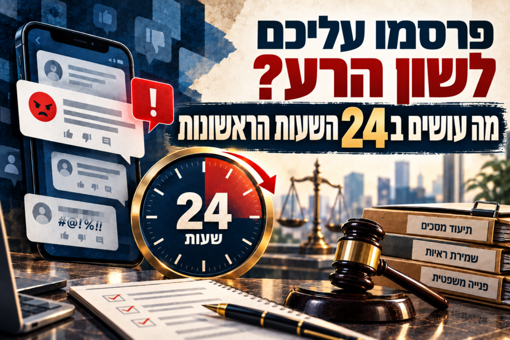 מה עושים ב־24 השעות הראשונות לאחר פרסום לשון הרע