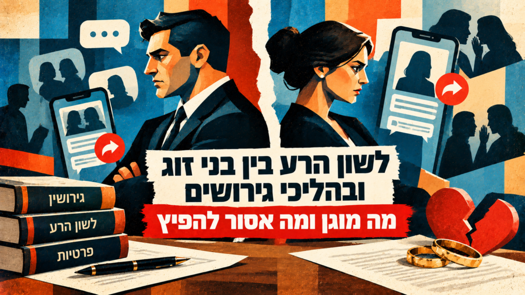 לשון הרע בין בני זוג ובהליכי גירושים – מה מוגן ומה אסור להפיץ