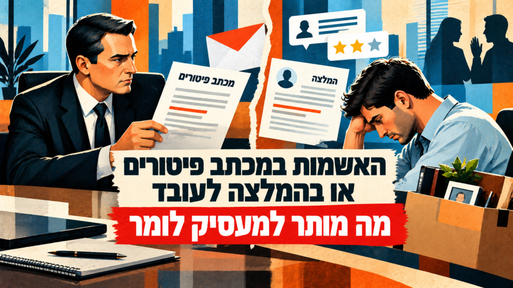 האשמות במכתב פיטורים או בהמלצה לעובד – מה מותר למעסיק לומר