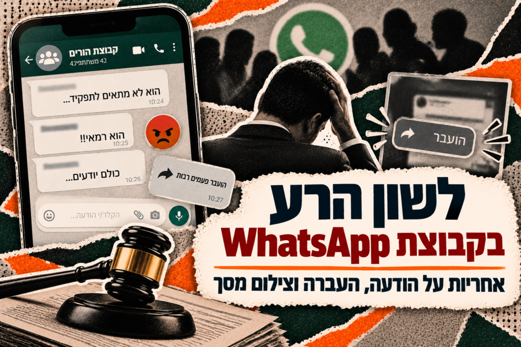 לשון הרע בקבוצת WhatsApp – אחריות על הודעה, העברה וצילום מסך