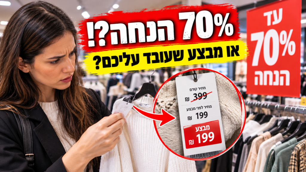 מבצע 70% הנחה בחנות בגדים – האם המחיר הוזל באמת או שההנחה פיקטיבית?