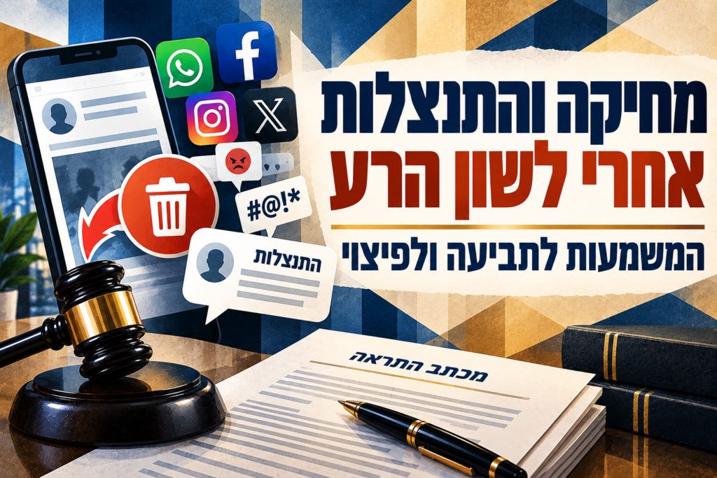 מחיקה והתנצלות אחרי לשון הרע – המשמעות לתביעה ולפיצוי