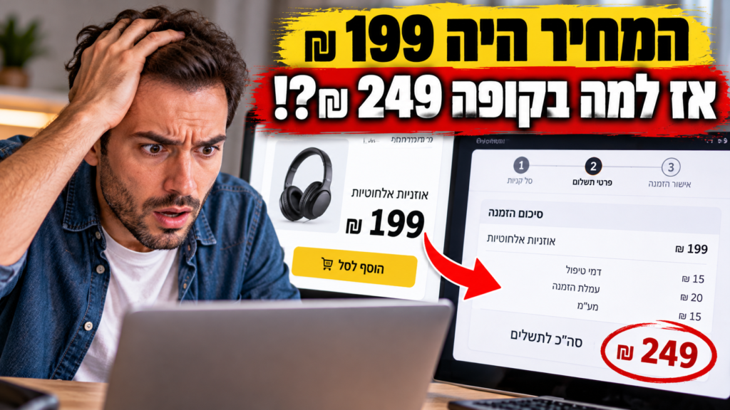המחיר היה 199 ₪ אבל בקופה 249 ₪ בעקבות תוספות תשלום